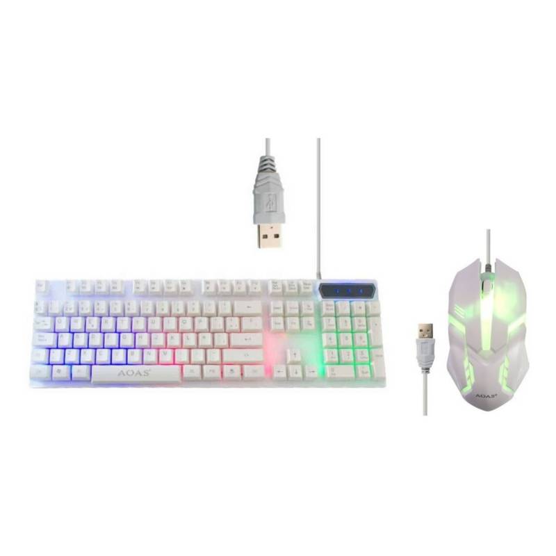 Generico Set Mouse Y Teclado Gamer Blanco Aoas Multicolor M 400 3499