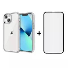 GENERICO - Carcasa Silicona Transparente Para iPhone 13 + Lamina De Vidrio Completa