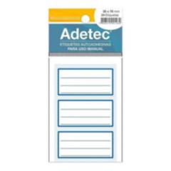 ADETEC - 120 Etiquetas Para Cuadernos Escolar Linea Rojal 35x70 mm