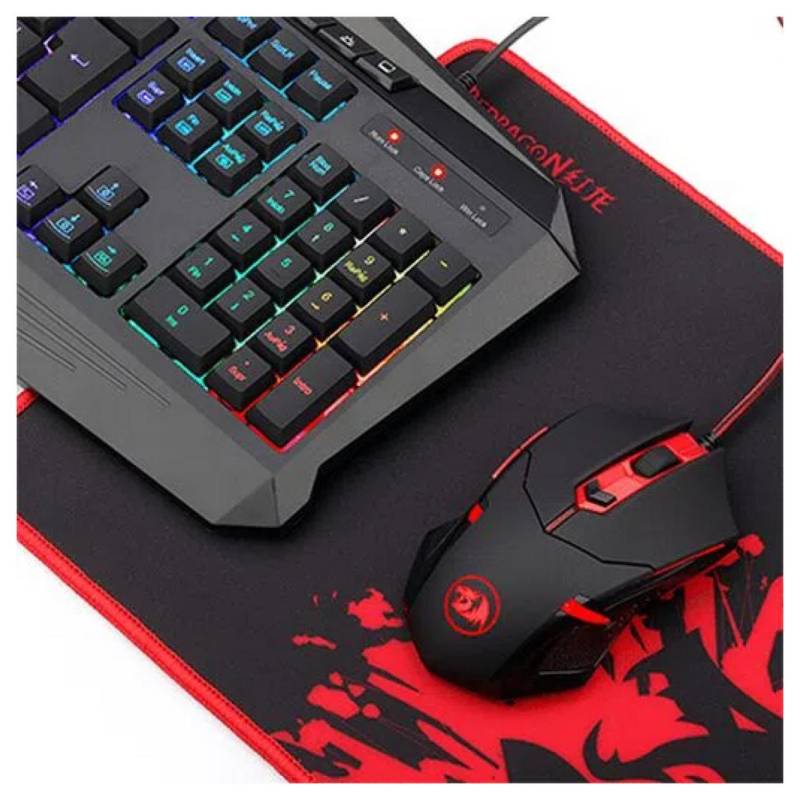 KIT REDRAGON GAMING ESSENTIALS 4 EN 1 TECLADO + MOUSE + MOUSE PAD +  AUDIFONO - Jhankor