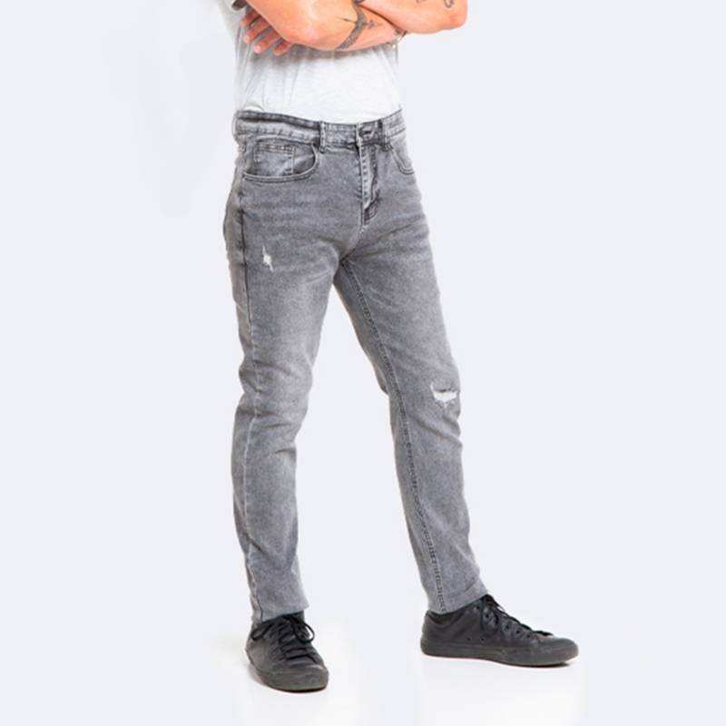 IDEM Jeans Hombre Slim Gris Focalizado suave con Destroyer falabella.com