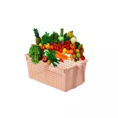 GENERICO - Organizador Cesta Para Frutas Verduras Abarrotes Con Tapa ROSA