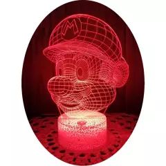GENERICO - Lampara ilusión 3D 7 Colores Led Mario Bross