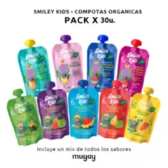 SMILEY KIDS - Pack 30 Unidades - Compotas Orgánicas Smiley Kids