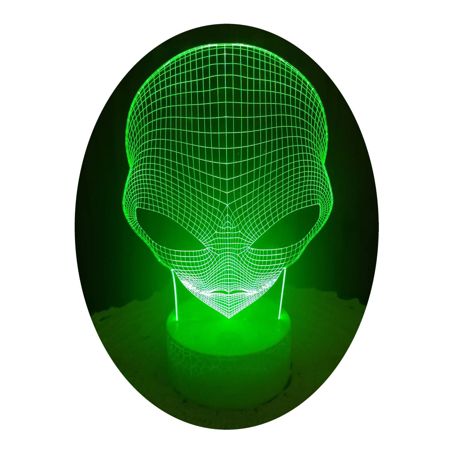 GENERICO Marciano En Lampara 3D 7 Colores Led Cara de Alien Extraterrestre  