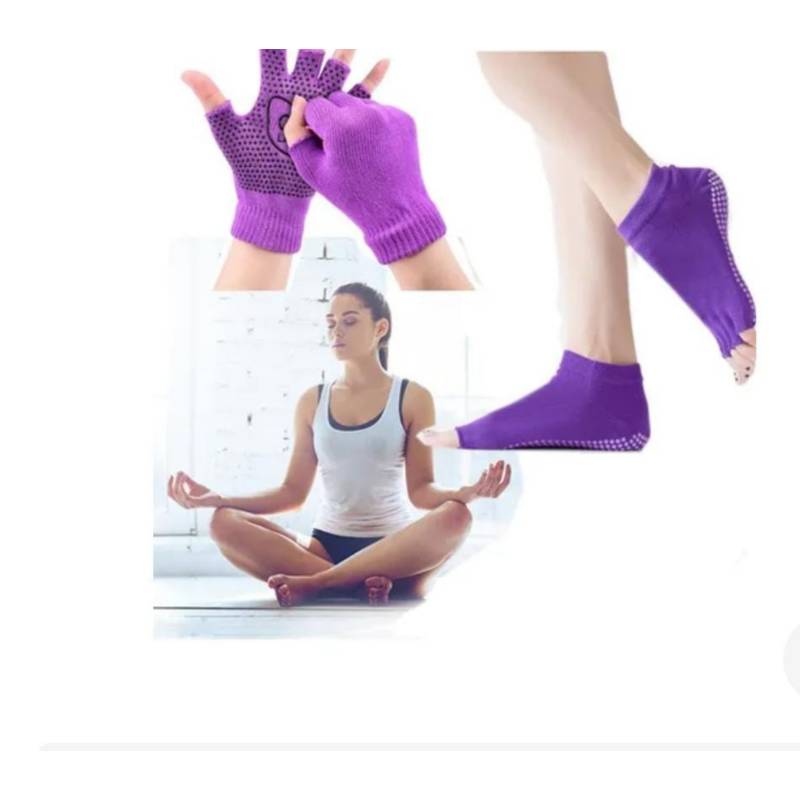 FITNICS Calcetines Yoga Set 3 Pares Gris - Púrpura - Azul