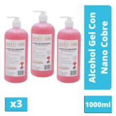 N GEL - Pack X3 Alcohol Gel 70 Con Nano cobre 1000ml N-gel con válvula