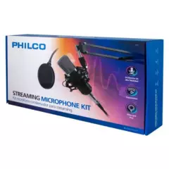 PHILCO - Kit Studio Micrófono con soporte  antipop  stand Philco