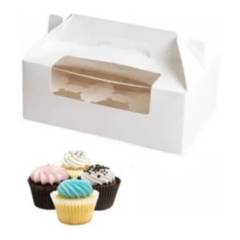 GENERICO - Cajas Con Visor Caja Carton Autoarmable Cupcake Mufin 6 Cavi