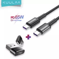 KUULAA - Cable Tipo C a C 65w Carga Rápida más Adaptador Tipo C Hembra a USB