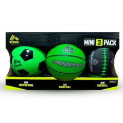 RBX - Set 3 Mini Balones Futbol, Basket, Futbol Americano