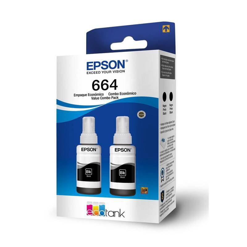 Epson Tinta Epson T664 Black Ink Bottle Carton Dual Pack 7880