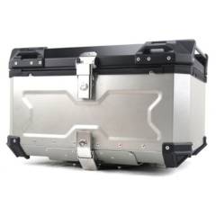 GENERICO - Maleta Moto Top Case Aluminio 65 Litros + base, Silver/Black X-series, Nuevo!