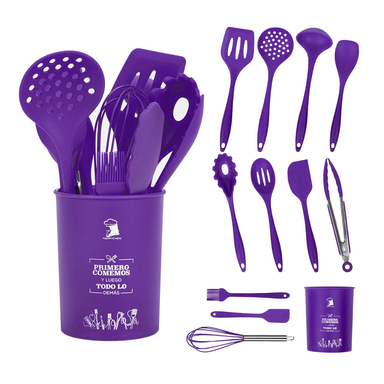 Juego Utensilios De Cocina De Silicona 12 Pzs Shop Mall Color Violeta