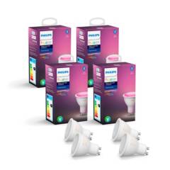 PHILIPS - Pack Philips Hue 4 Ampolletas LED GU10 Colores