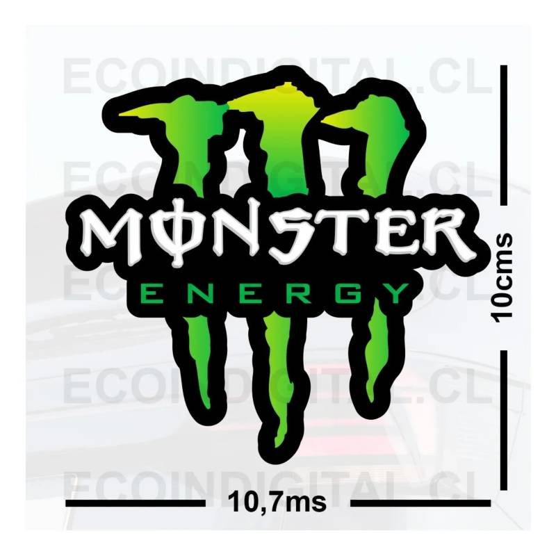 GENERICO - Sticker Garra Con Monster Energy Vinilo Adhesivo 10cm