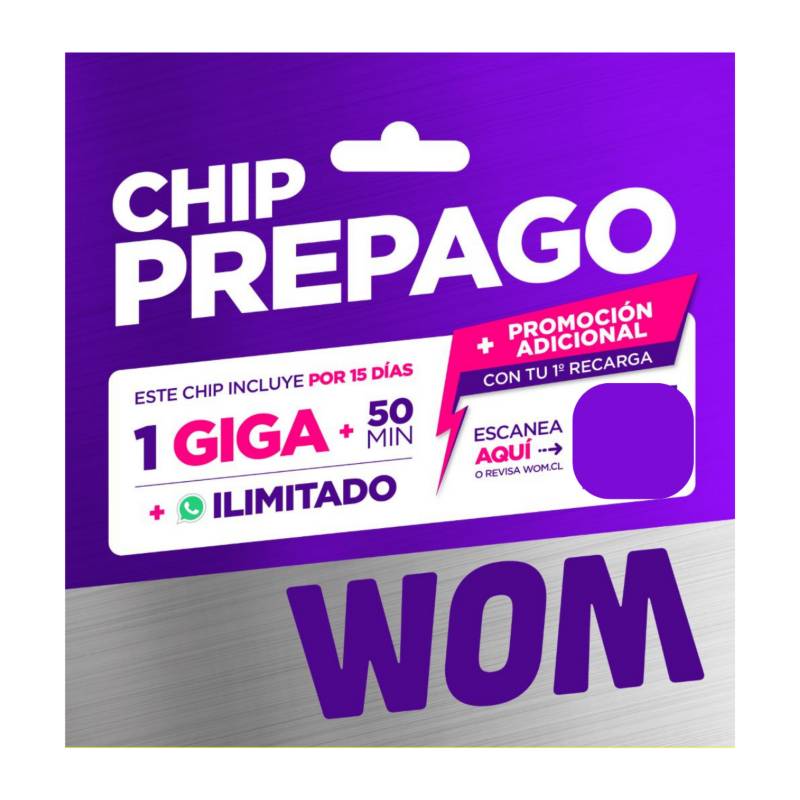 WOM - Chip WOM 1 Giga + 50 Minutos