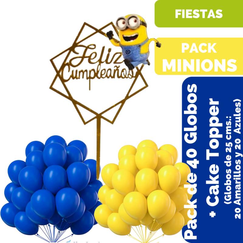  GENERICO Pack Cake Topper Feliz Cumpleaños De Minions     Globos
