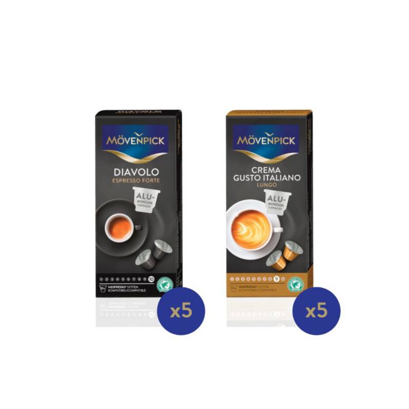 MOVENPICK - Pack 100 Cápsulas Café Fuerte Mix Mövenpick Compatibles