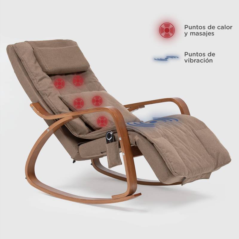  Antetek Mecedora de masaje multifuncional, silla de salón de  cuero con calor, función de vibración, cómoda mecedora con reposapiés  ajustable, silla de masaje eléctrica para sala de estar (marrón : Hogar