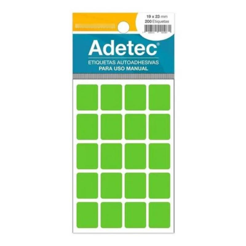 ADETEC - 200 Etiquetas Manual Rectangular Mix Fluor 19x23 Mm - 2192