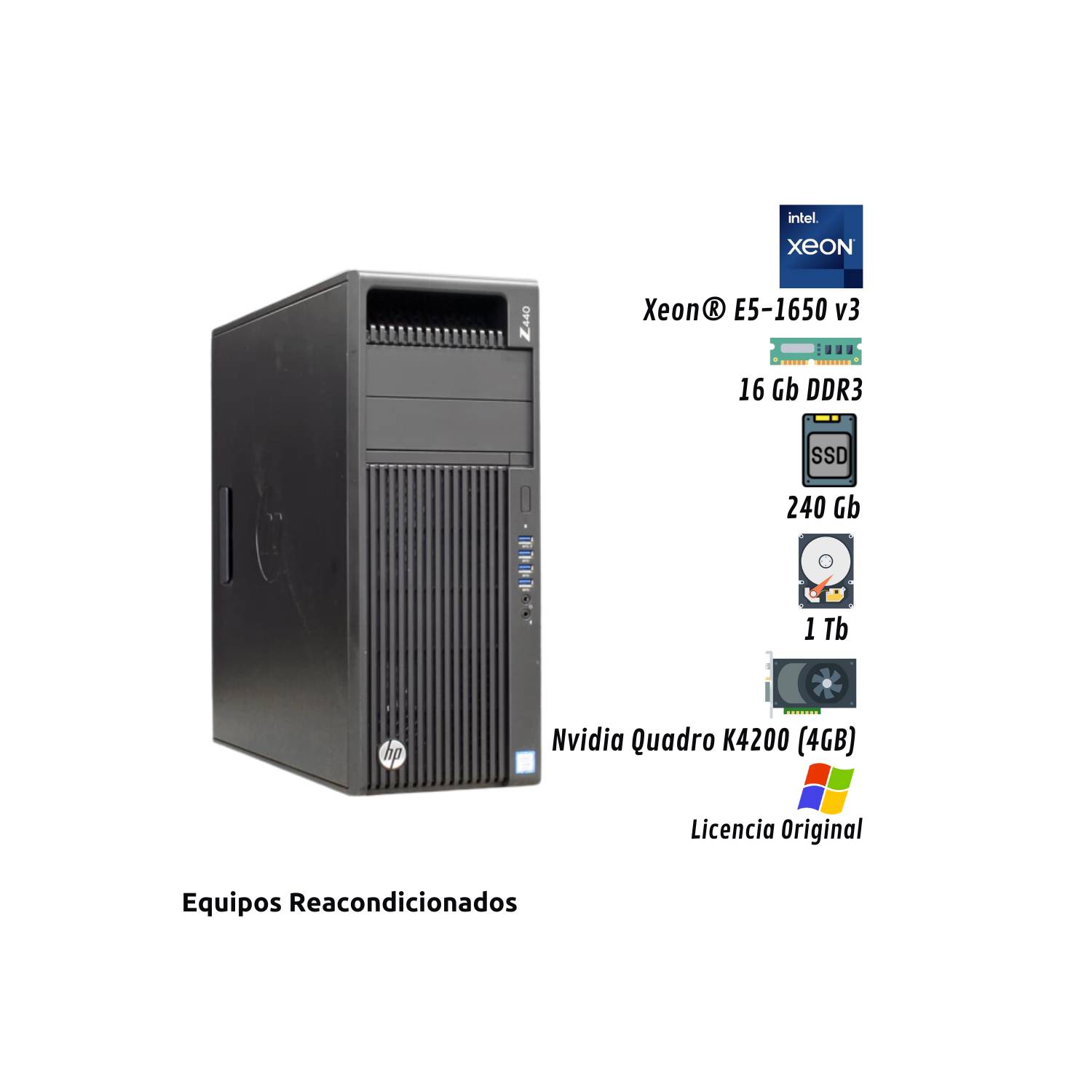 HP Workstation HP Z440 - Intel Xeon Ram16gb SSD240gb Video4gb