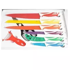 GENERICO - Set de 6 cuchillos con tijera + pelador