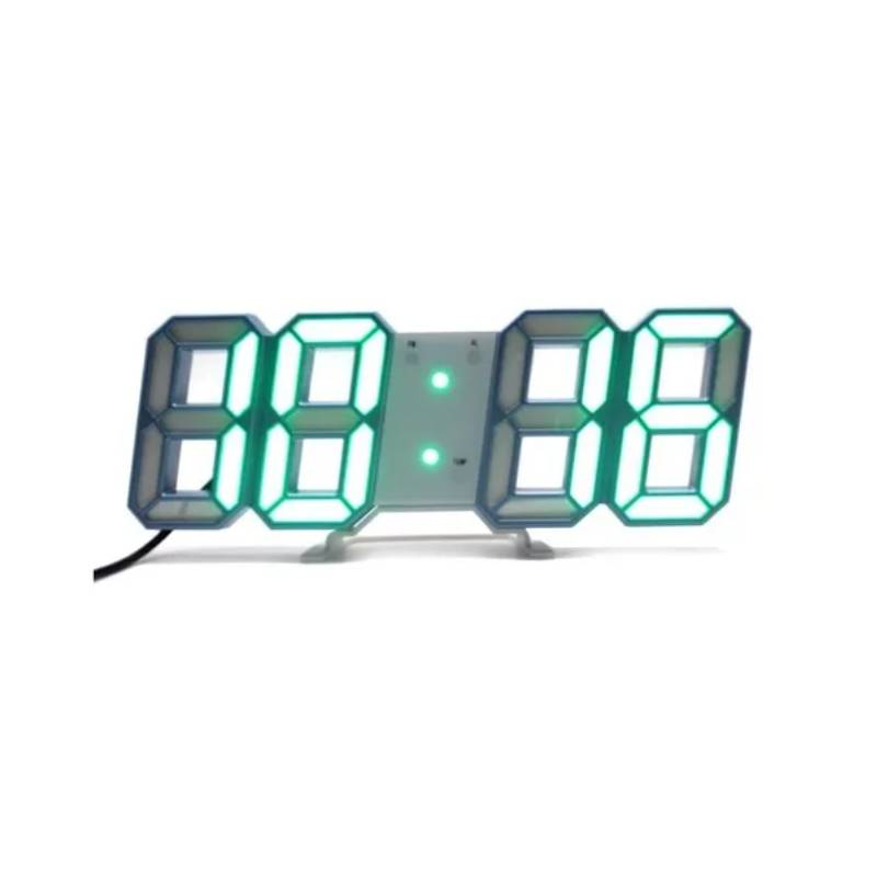 ESHOPANGIE - Reloj Despertador Brillante Digital 3d De Mesa Y Pared Luz verde