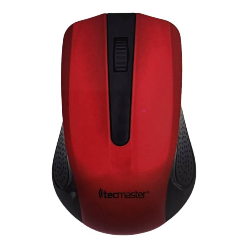 TECMASTER - Mouse Inalambrico Wireless USB 1200 dpi Ergonomico + Pilas / Rojo