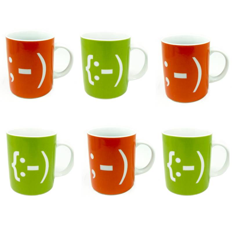 MANNO - Set de 6 Mugs Verde y Naranjo