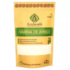 AMBROSIA - Pack 8und Harina de Arroz 500g Marca Ambrosía - Sin gluten vegano