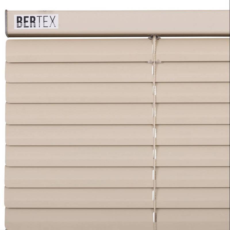 BERTEX - Persiana de aluminio 115 cm ancho x 140 cm alto. Láminas 25mm color Beige control de luz y privacidad para ventanas de interior BERTEX®