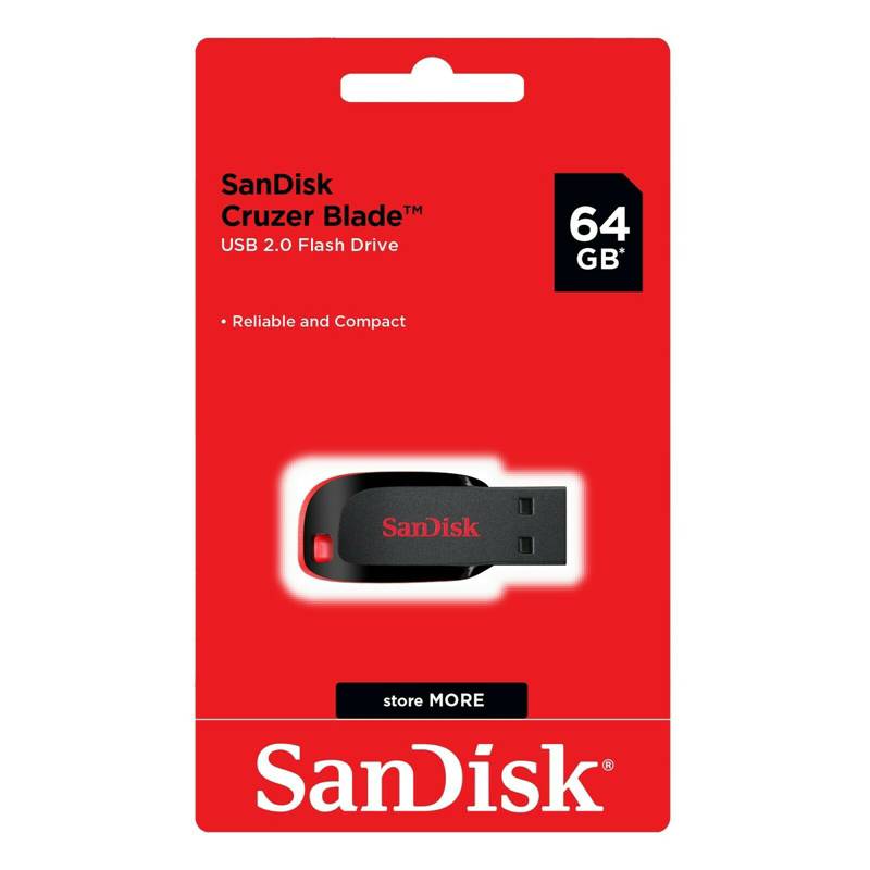 SANDISK - Pendrive 64 GB SanDisk USB 2.0 Cruzer Blade