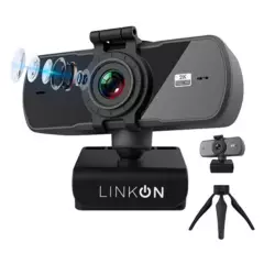 LINKON - Webcam Camara Web 2k 1440p Usb Microfono Tripode Cubre Lente