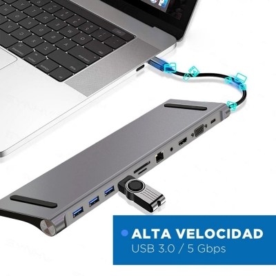 LINKON Hub Adaptador Usb Tipo C 8 En 1 Linkon Para Mac Macbook Win