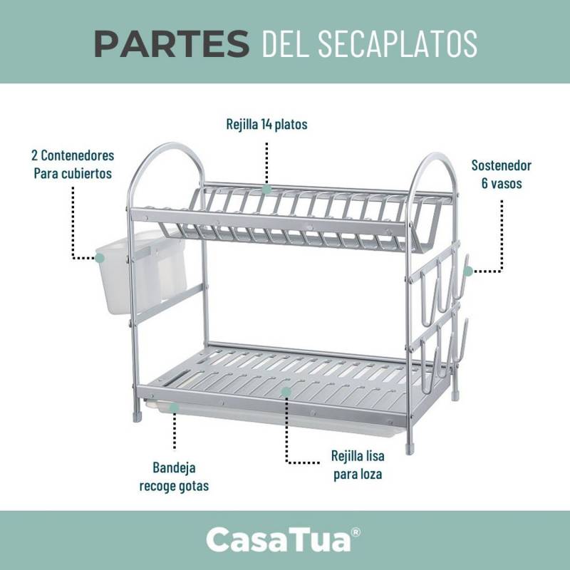 Secador De Platos Aluminio Premium 2 Niveles – CASA Y QUINCHO