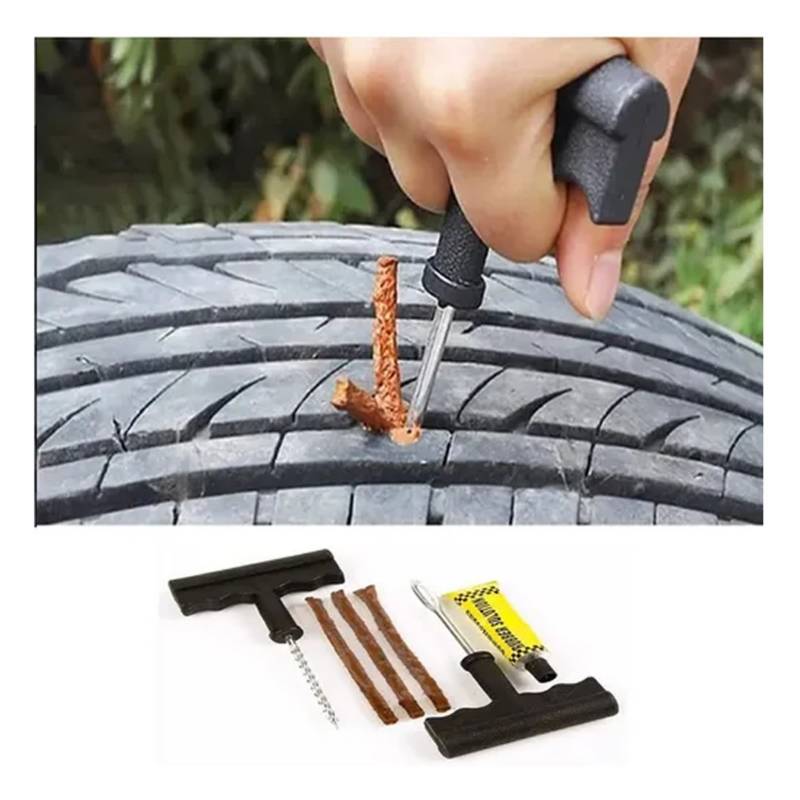 Faburo Kit de Reparación de Neumáticos, Kit Repara Pinchazos Pequeño  Herramienta de Reparación de Pinchazos para Neumaticos : : Coche y  moto