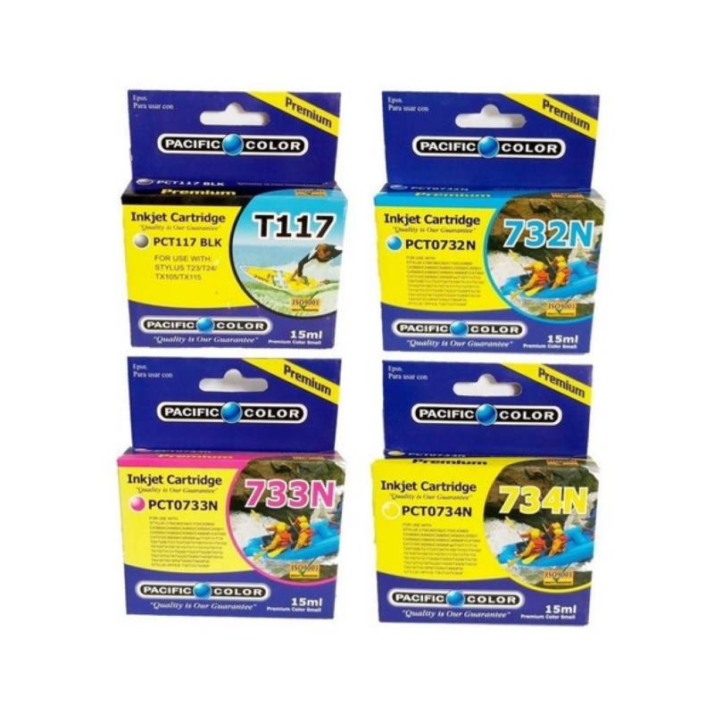 PACIFIC COLOR - Pack Tintas Compatible 117 732N 733N 734N Pacific Color