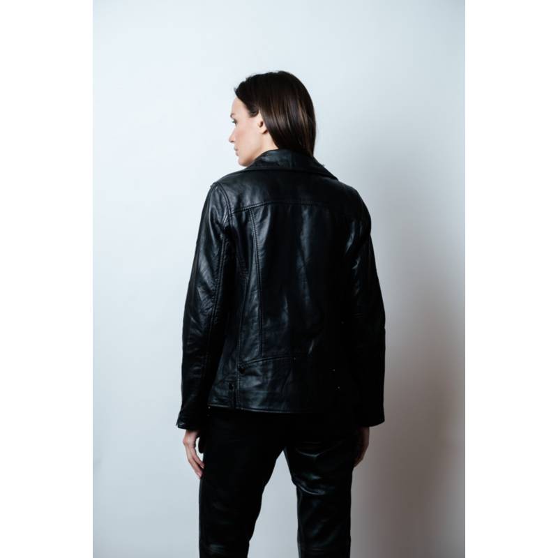 BOR Chaqueta Biker Cuero Begonia Negra 