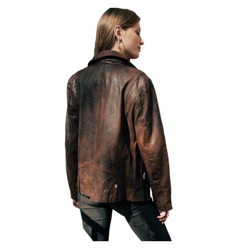 BOR Chaqueta Biker Cuero Begonia Café 