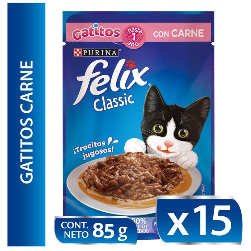 PURINA - Alimento húmedo para gato FELIX® Gatitos con Carne sobre 85g