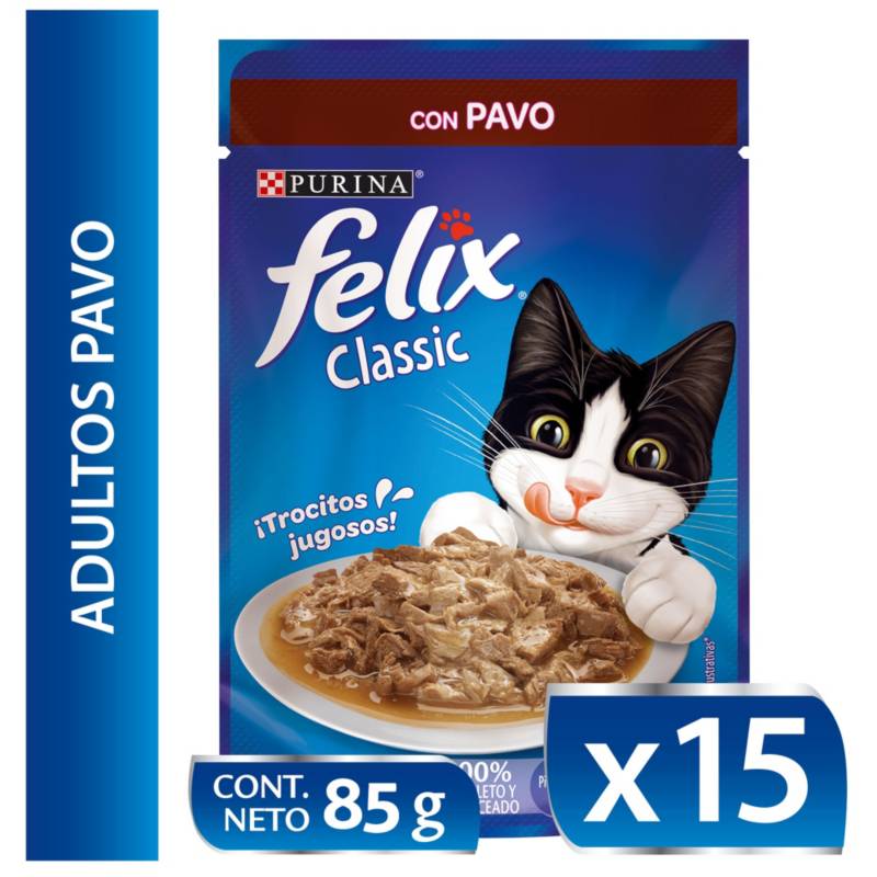 PURINA - Alimento húmedo para gato FELIX® Adultos con Pavo sobre 85g