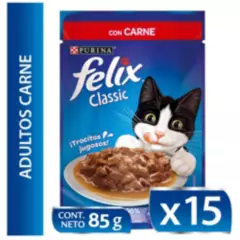 PURINA - Alimento húmedo para gato FELIX® Adultos con Carne sobre 85g