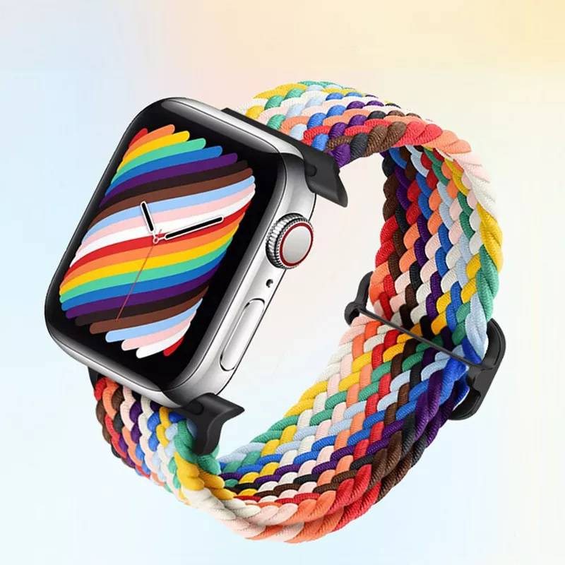 GENERICO - Correa Nylon Trenzado para Apple Watch Todas Series Ajustable elástica