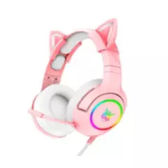 ONIKUMA - Audífono Gamer Onikuma K9 con orejas de gato Rosado