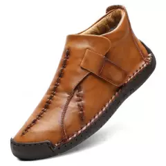 BLWOENS - Zapatillas para hombre Zapatos tacón plano PU de vintage-amarillo