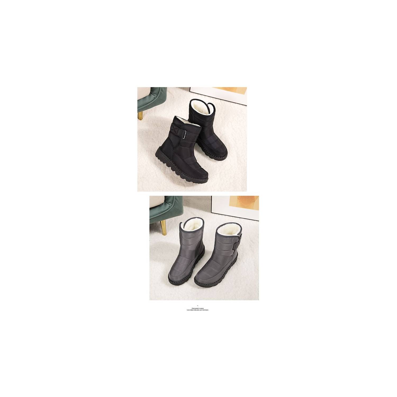 Botas De Nieve Impermeables Para Mujer Zapatos Cálidos De Felpa Blwoens 7686