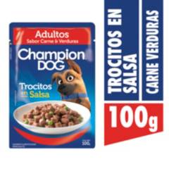 CHAMPION DOG - Alimento húmedo en Sachet para perro adulto Carne 100gr x24 UND