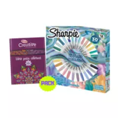 SHARPIE - Pack Sharpie colores místicos más  Libro Mándala ROJO