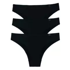 UNICA LINGERIE - Calzón Pack 3 Bikini Microfibra Sin demarcación.NEGRO.